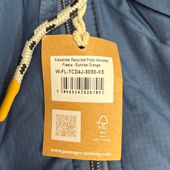 PASSENGER ALEXANDER RECYCLED POLAR HOODED FLEECE SUNRISE ORANGE - XS - Picture 3 of 6